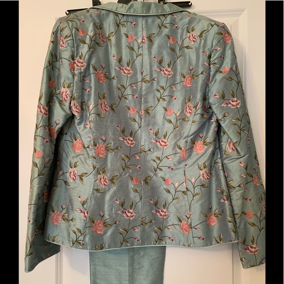 Vintage Paule Vasseur Made In France 100% Silk Embroidered Pant Suit - Picture 3 of 16